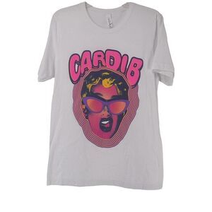 Cardi B Graphic Tee Short Sleeve Womens Size M Band Tee Shirt Hydrolic White Top